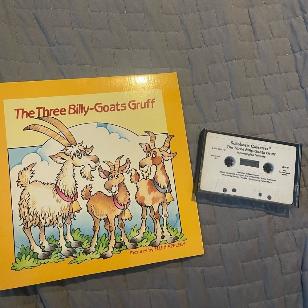 Vintage Scholastic The Three BIlly Goats Gruff Book and Cassette Tape​​​​